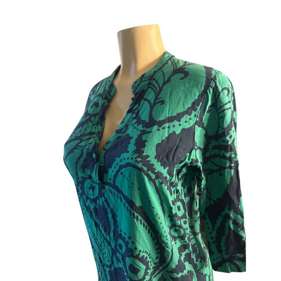 Women 38 S La Fee Maraboutee Atelier Green Printed Shift Dress Long Sleeved - Picture 3 of 7